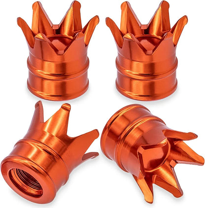 4pcs orange crown valve stem caps set, metallic finish for wheels on Tampa Home & Garden Store