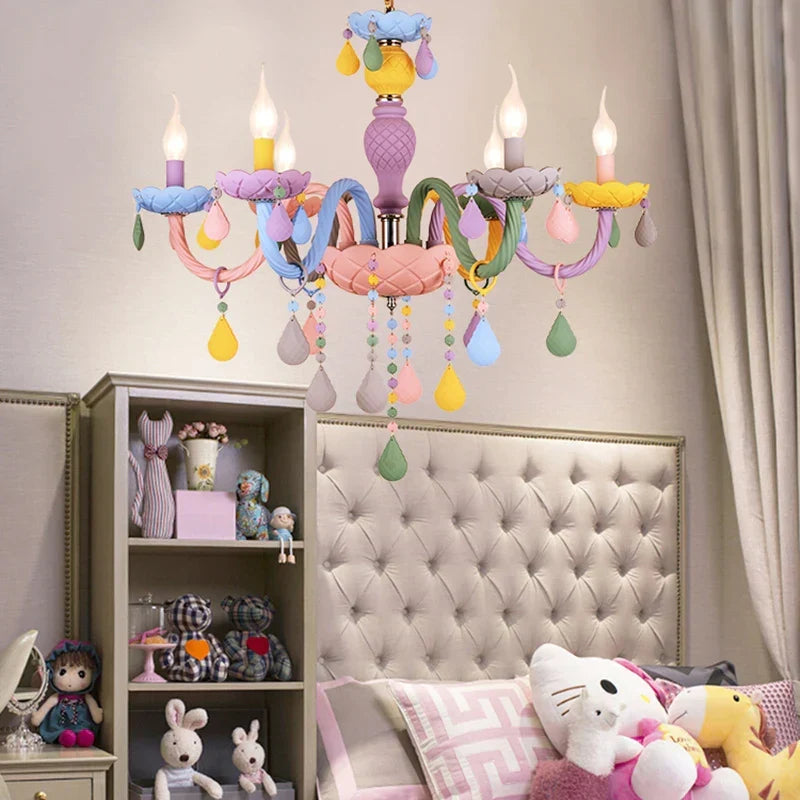 DecorBites Kids Room LED Macaron Ceiling Chandelier in pastel colors with beaded drops on Tampa Home & Garden Store