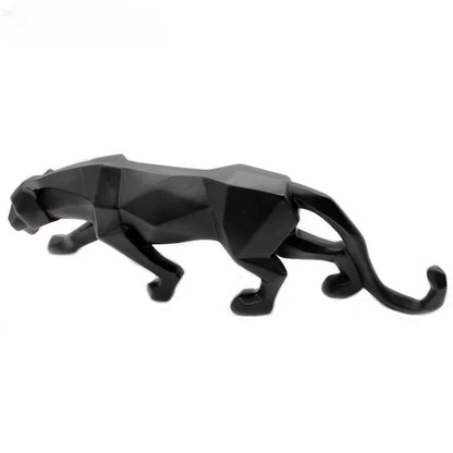 Panther statue in black geometric resin with abstract facets for home office desk decor on Tampa Home & Garden Store