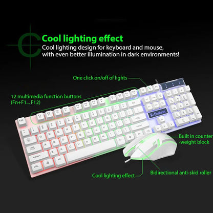 KM320 keyboard and mouse set with white keys and RGB backlit lighting from FLIPSTYLEZLLC on Tampa Home & Garden Store