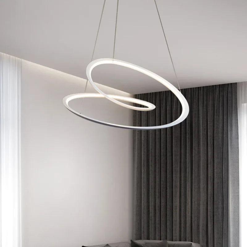 Kepler round LED chandelier white two-ring pendant lamp for living room on Tampa Home & Garden Store