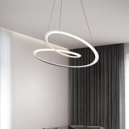 Kepler round LED chandelier white two-ring pendant lamp for living room on Tampa Home & Garden Store
