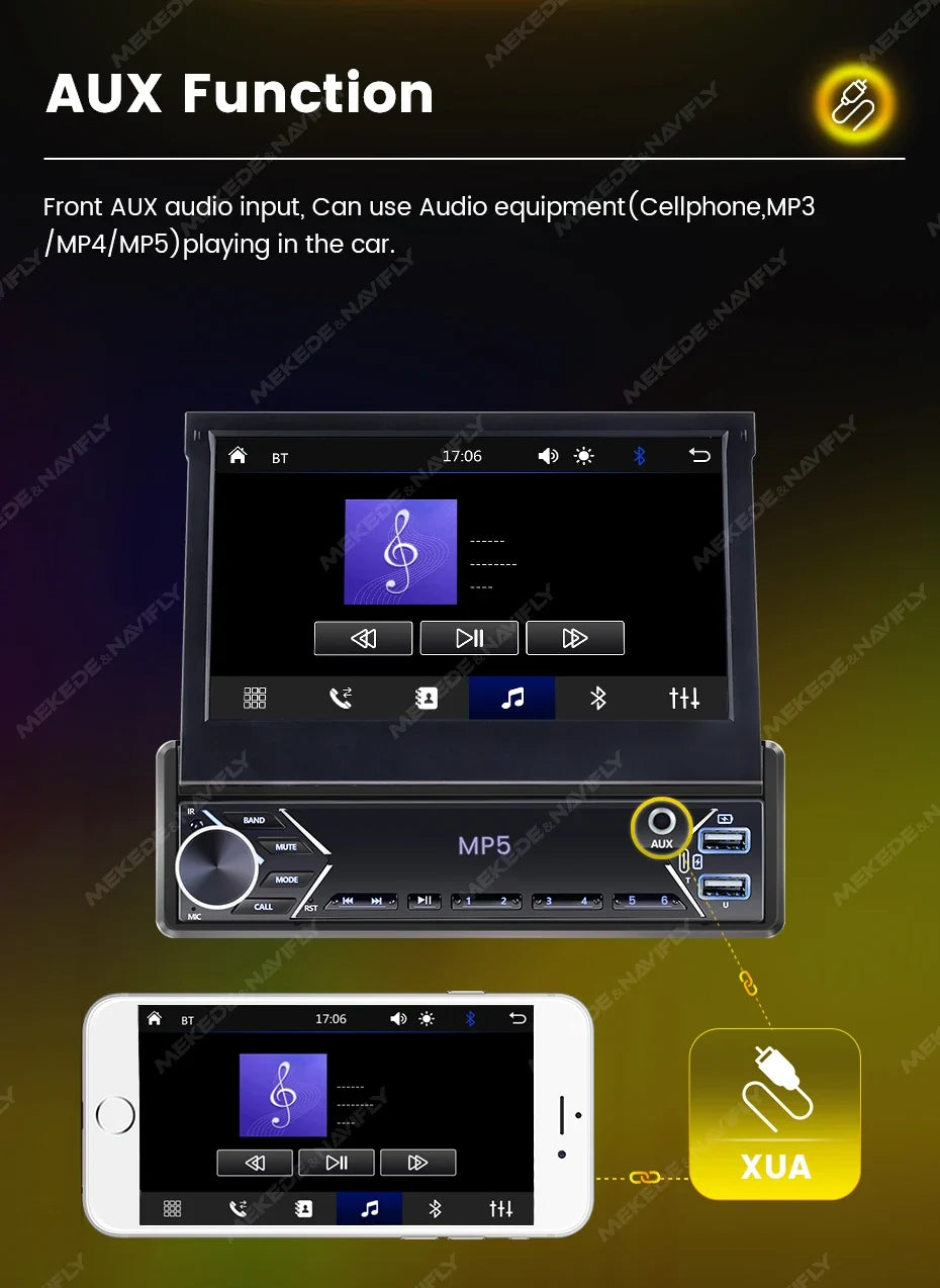 UpTrend Deals 1-DIN 7-inch retractable car stereo with touch screen MP5 and CarPlay, USB/AUX on Tampa Home & Garden Store