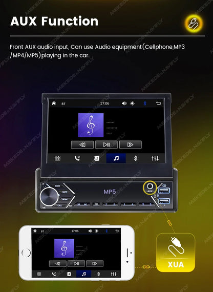 UpTrend Deals 1-DIN 7-inch retractable car stereo with touch screen MP5 and CarPlay, USB/AUX on Tampa Home & Garden Store