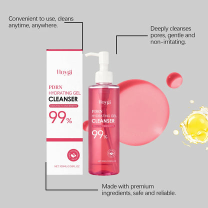 Hoygi PDRN Hydrating Gel Cleanser bottle with pump beside white Hoygi box pink bottle on Tampa Home & Garden Store