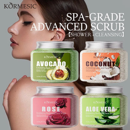 KÖRMESIC Avocado spa-grade exfoliating body scrub set with 4 jars Avocado Coconut Rose Aloe on Tampa Home & Garden Store