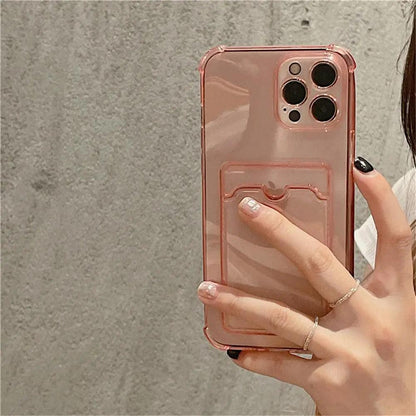 Transparent Card Slot Case For Iphone With Holder