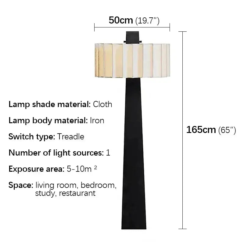 Decorbites LED Floor Lamp with cloth shade and iron body, 165 cm tall, 50 cm shade on Tampa Home & Garden Store