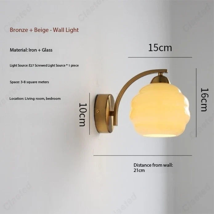 Perfecsy wall lamp European LED retro glass with bronze beige shade E27 on Tampa Home & Garden Store