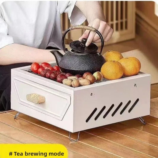 Camping Courtyard charcoal BBQ grill by FLIPSTYLEZLLC, white box with drawer and vents top on Tampa Home & Garden Store