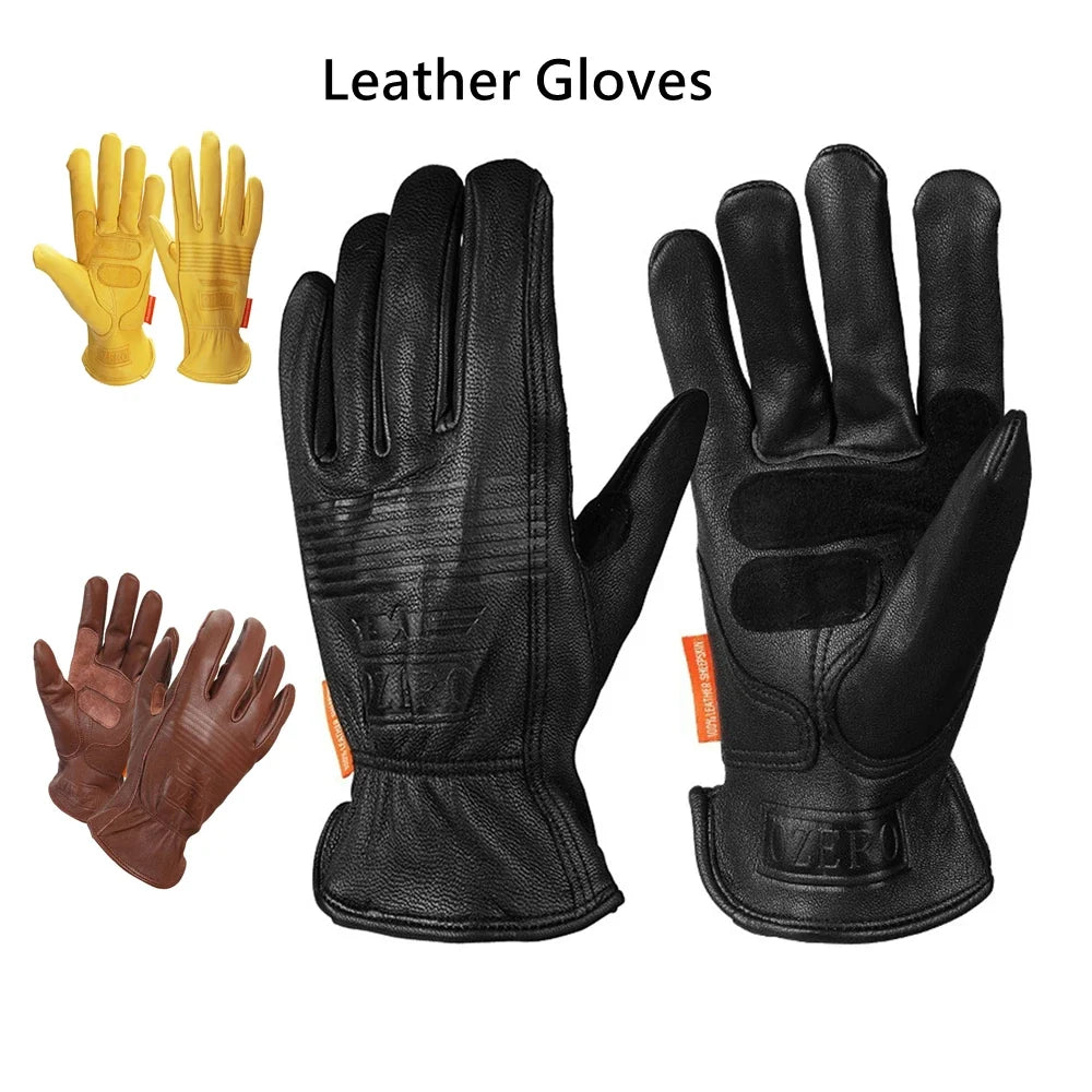 Leather motorcycle gloves BikerZoneZ 3 pairs shockproof waterproof windproof sheep leather on Tampa Home & Garden Store