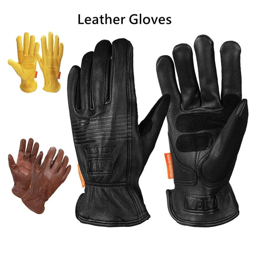 Leather motorcycle gloves BikerZoneZ 3 pairs shockproof waterproof windproof sheep leather on Tampa Home & Garden Store