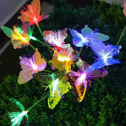 Perfecsy 1PC 6-Head LED Solar Fiber Optic Butterfly Lights with colorful butterflies for garden on Tampa Home & Garden Store