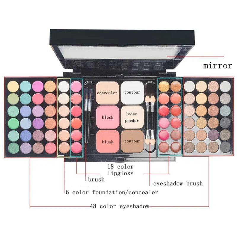 Silcy Skin glitter eyeshadow palette with blush contour lip gloss makeup kit on Tampa Home & Garden Store