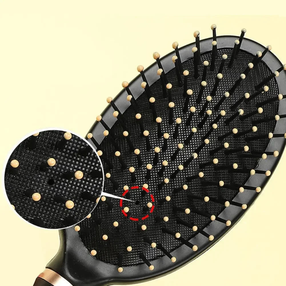 Air bag anti static hair brush Silcy Skin black plastic with beige massage ball tips on Tampa Home & Garden Store