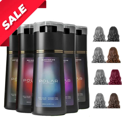 Polar hair dye shampoo kit for gray hair in black brown purple, 200ml on Tampa Home & Garden Store