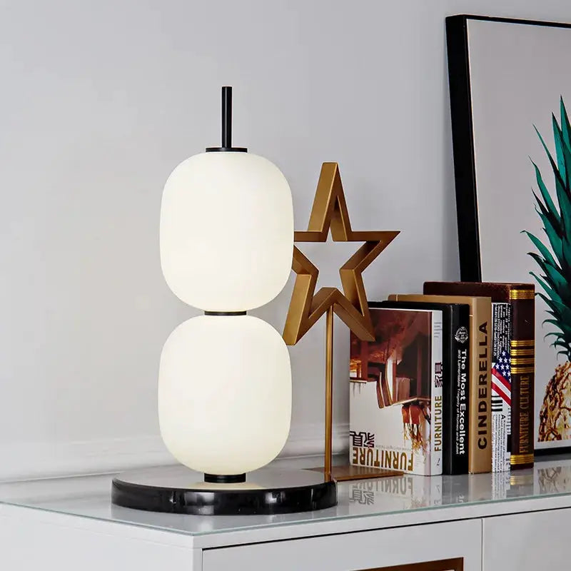 Gourd String Floor Lamp with White Glass Shade