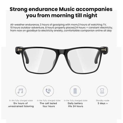 Bluetooth Smart Glasses Polarized Sunglasses Blue Light Filter Waterproof for Men