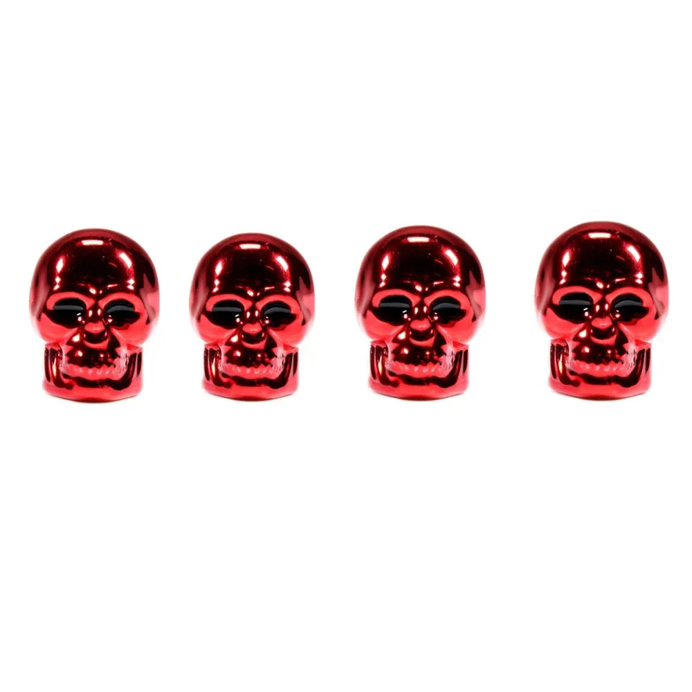 ABS Skull valve caps by BikerZoneZ, red metallic finish, set of 4 on Tampa Home & Garden Store