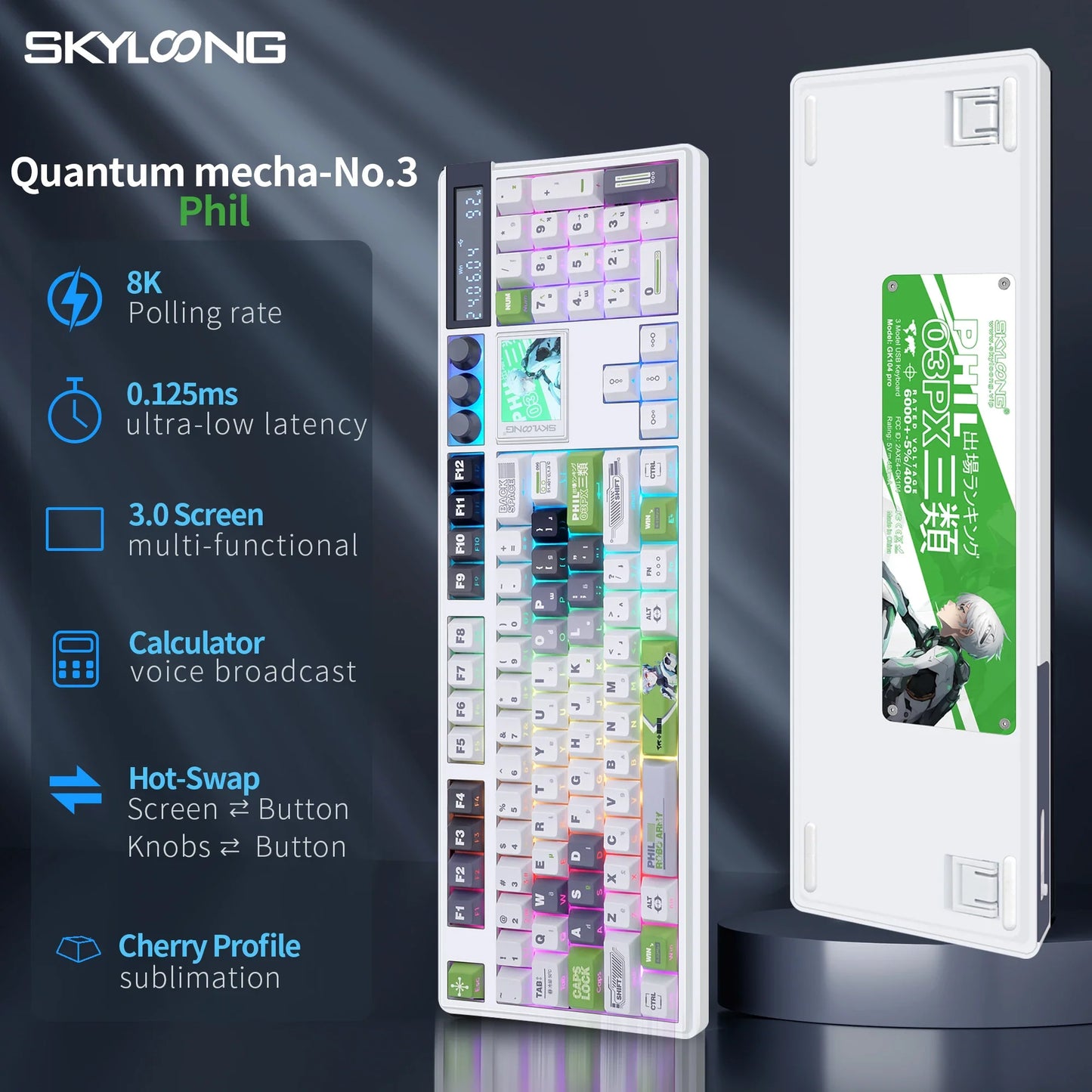 SKYLOONG GK104 Pro wireless mechanical keyboard white case hot-swap low-noise switches on Tampa Home & Garden Store