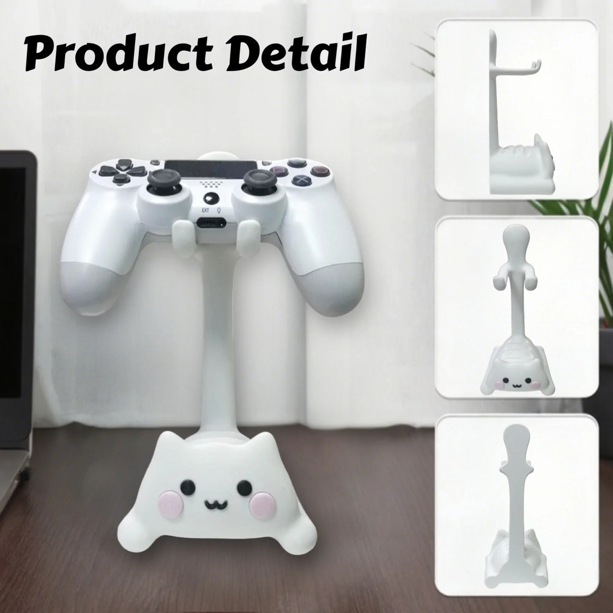 White cat-shaped game stand, durable plastic, compatible with PS5/PS4/Xbox/Switch on Tampa Home & Garden Store
