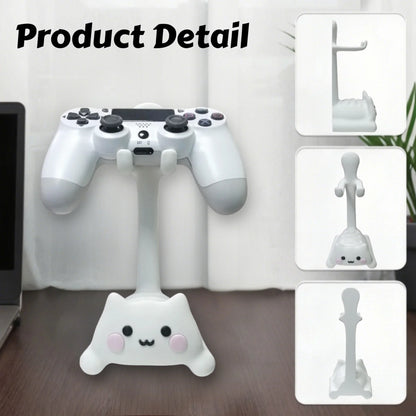 White cat-shaped game stand, durable plastic, compatible with PS5/PS4/Xbox/Switch on Tampa Home & Garden Store