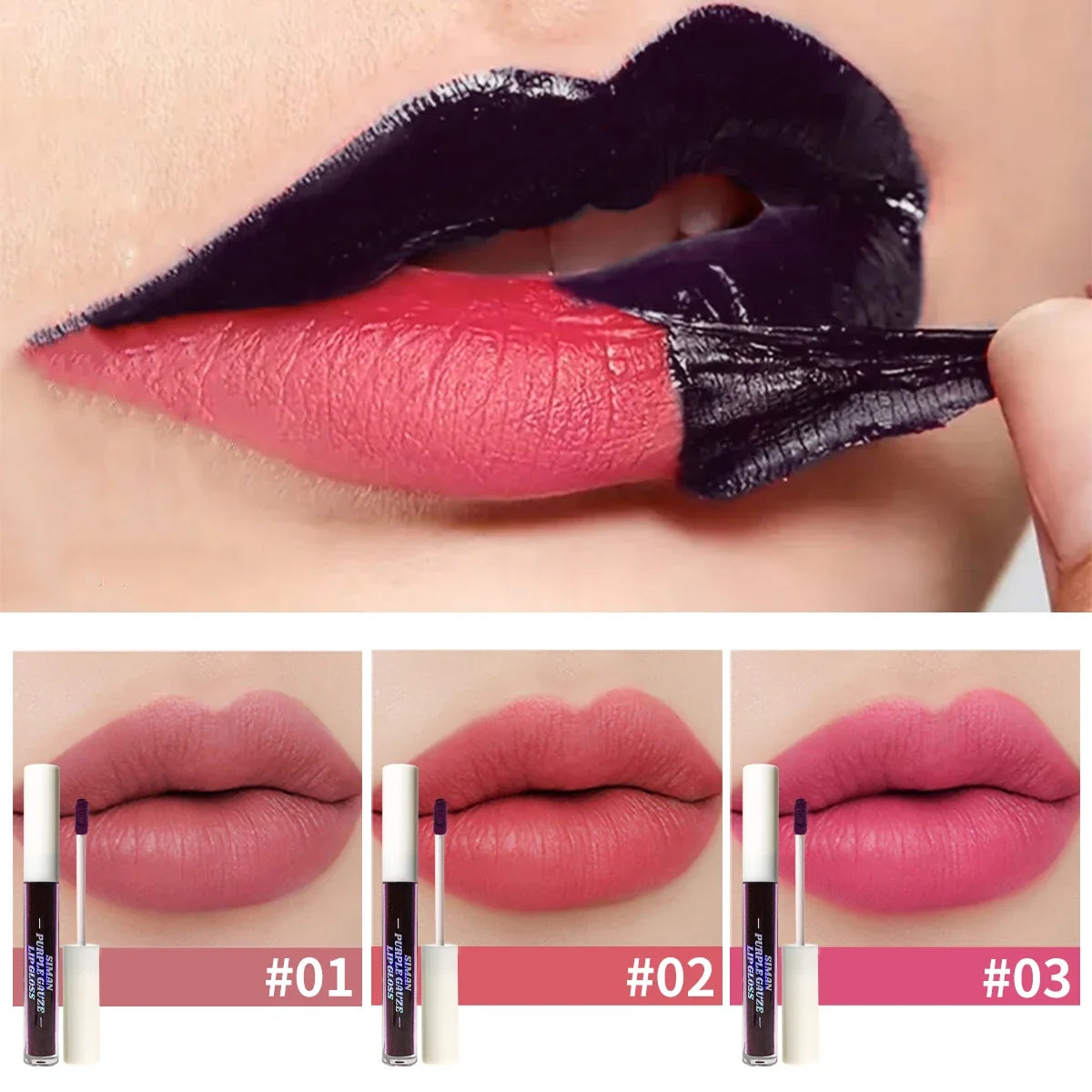 JUJU DREAM Peel Off Lip Stain Set Silcy Skin, 3 pink shades, transfer-proof lip tint on Tampa Home & Garden Store