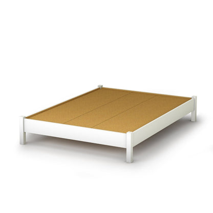 Cama de plataforma sencilla tamaño matrimonial con acabado blanco - Diseño moderno