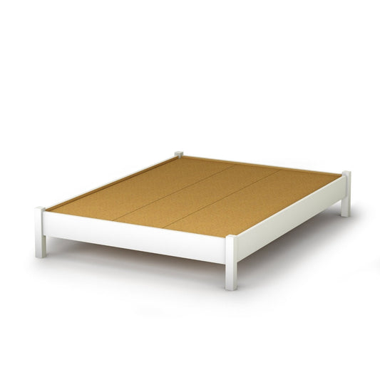 Full size Simple Platform Bed in White Finish - Modern Design - Tampa Home & Garden Store