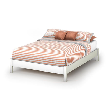 Cama de plataforma sencilla tamaño matrimonial con acabado blanco - Diseño moderno