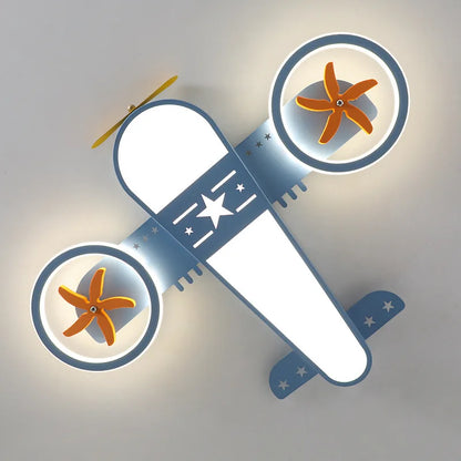 DecorBites Kids airplane ceiling light with ring engines, remote dimmable LED chandelier on Tampa Home & Garden Store