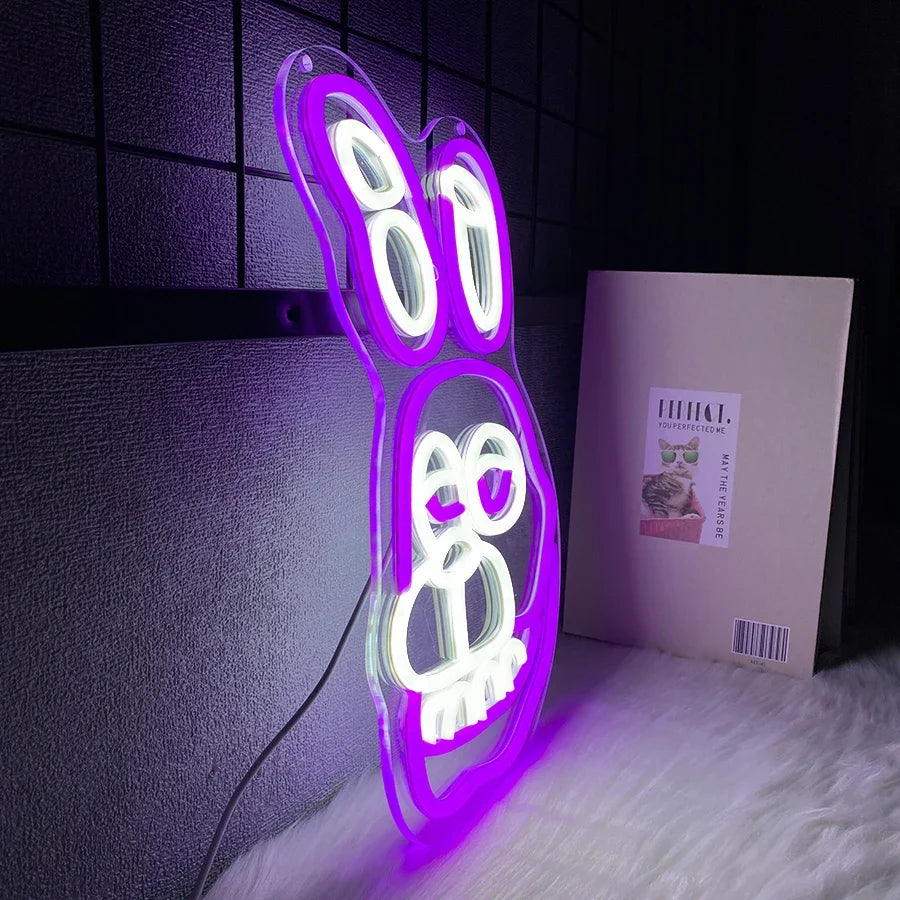 Bonnie the Rabbit neon sign USB powered purple and white wall decor by Perfecsy on Tampa Home & Garden Store