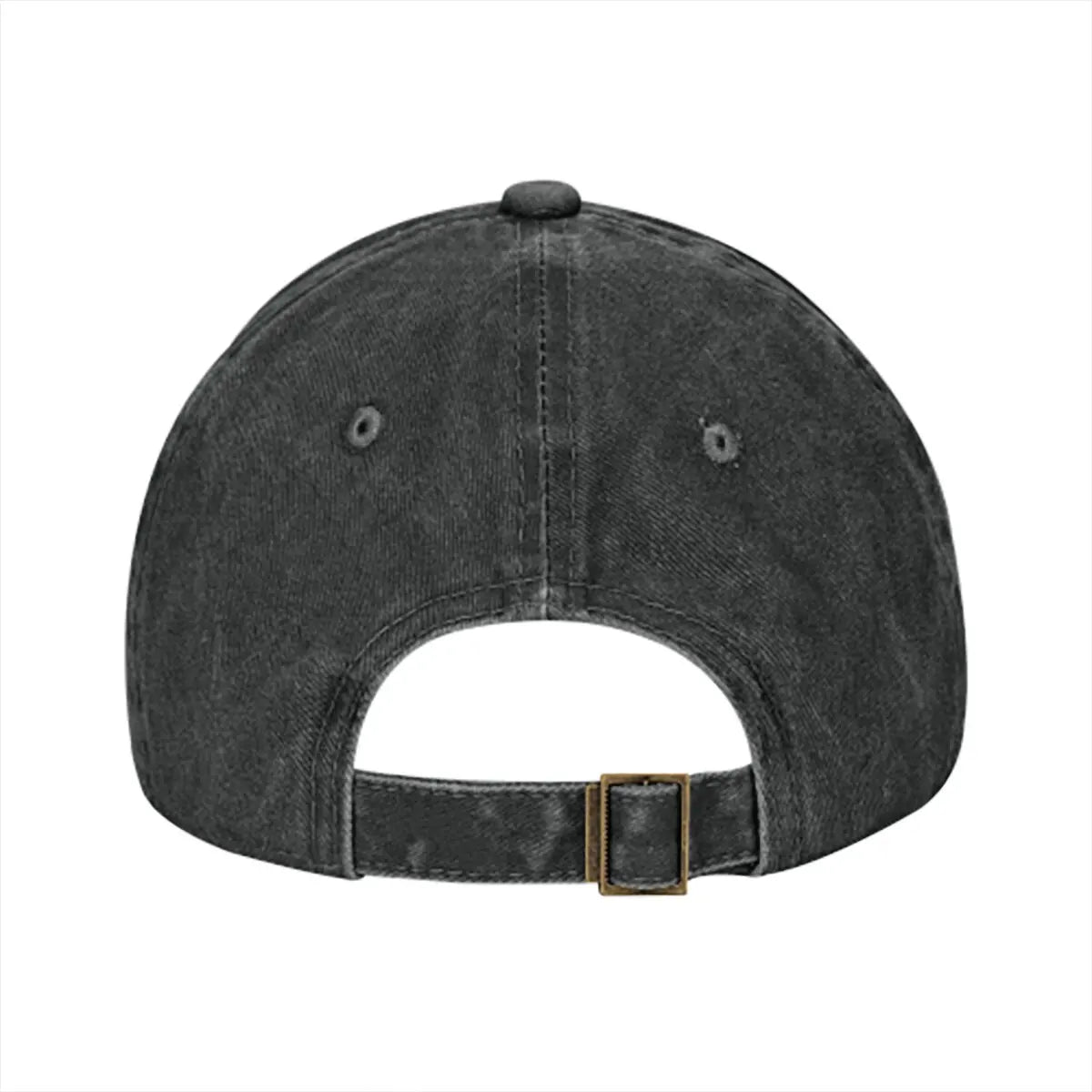 Rock N Roll Cap, washed black denim with adjustable strap and brass buckle on Tampa Home & Garden Store