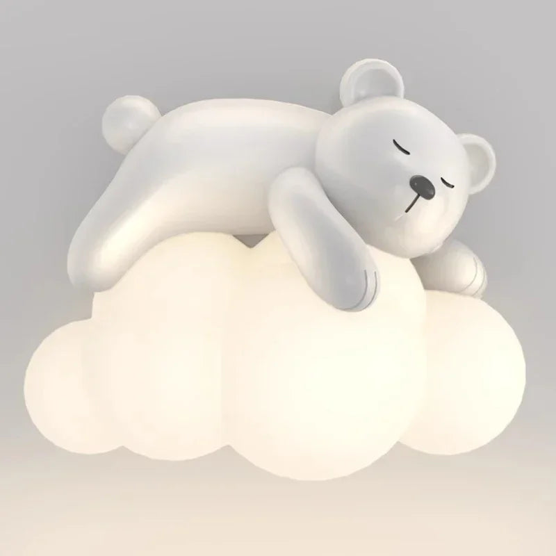 DecorBites Kids LED bear wall lamp on a glowing white cloud, sleeping bear on Tampa Home & Garden Store