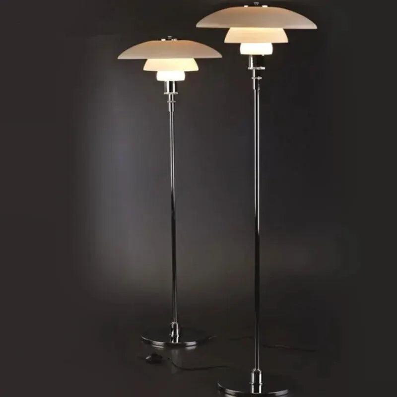 DecorBites LED floor lamp pair with chrome stands and stacked dome shades on Tampa Home & Garden Store