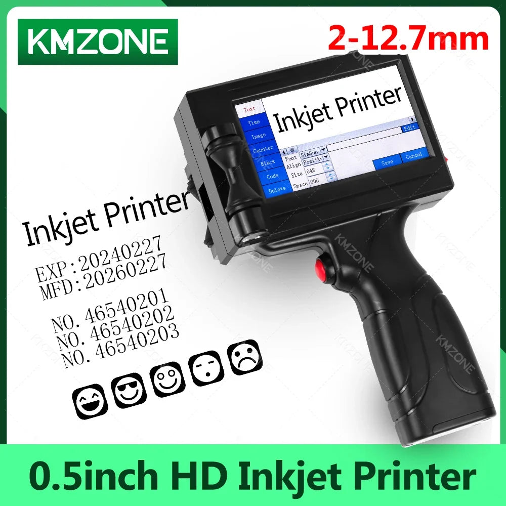 Portable handheld inkjet printer TIJ coding machine with touch screen, black KMZONE on Tampa Home & Garden Store