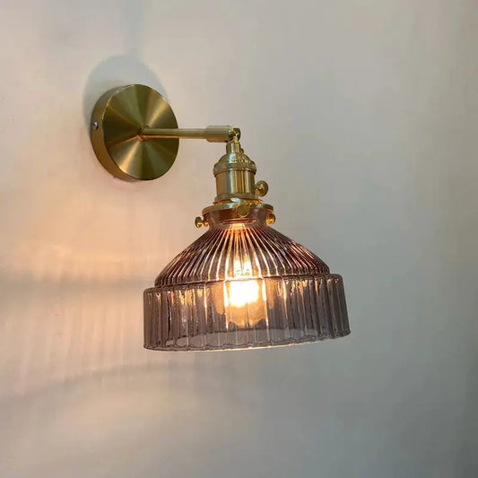Green glass wall sconce with ribbed shade and brass mount for living room on Tampa Home & Garden Store