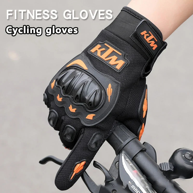 Waterproof motorcycle gloves with knuckle guard, anti-slip and anti-fall, black/orange KTM logo on Tampa Home & Garden Store