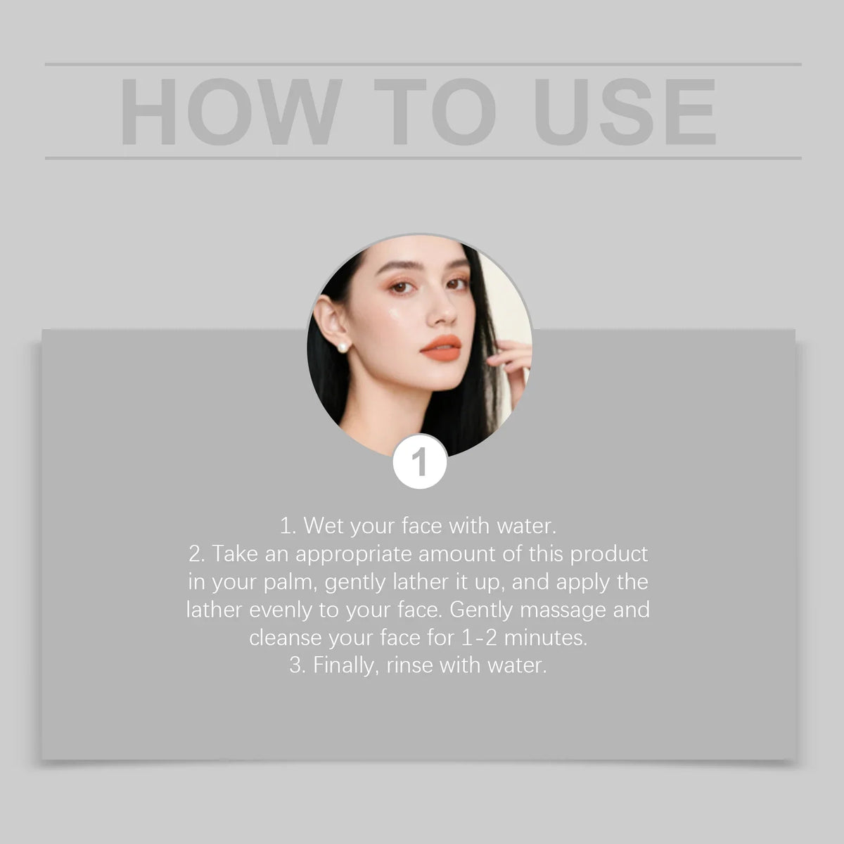 HOYGI Facial Cleansing Gel by Silcy Skin guide with circular portrait and steps on Tampa Home & Garden Store