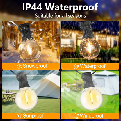 LED G40 Solar String Lights Outdoor Waterproof Shatterproof Hanging Lights
