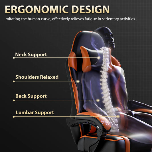 Gaming Chair with Footrest Reclining PU Leather Ergonomic Office Desk Chair - Tampa Home & Garden Store