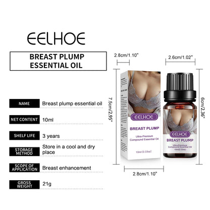 Breast Plump essential oil bottle and box by EELHOE, 10ml, brown glass with black cap on Tampa Home & Garden Store