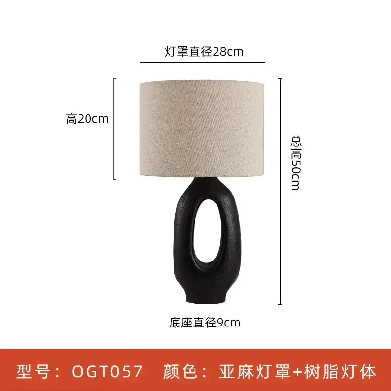 DecorBites floor lamp with black hollow oval base and beige fabric shade, E27, height 50cm on Tampa Home & Garden Store