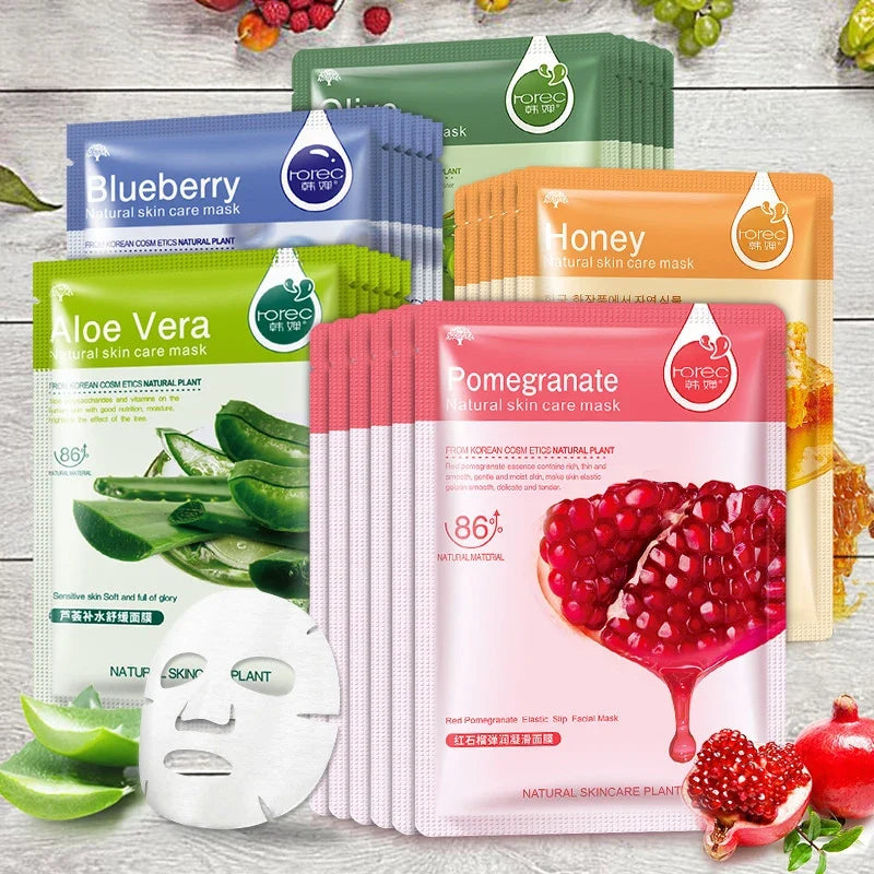 10pcs Silcy Skin multicolor sheet masks with blueberry, aloe vera, honey, pomegranate on Tampa Home & Garden Store