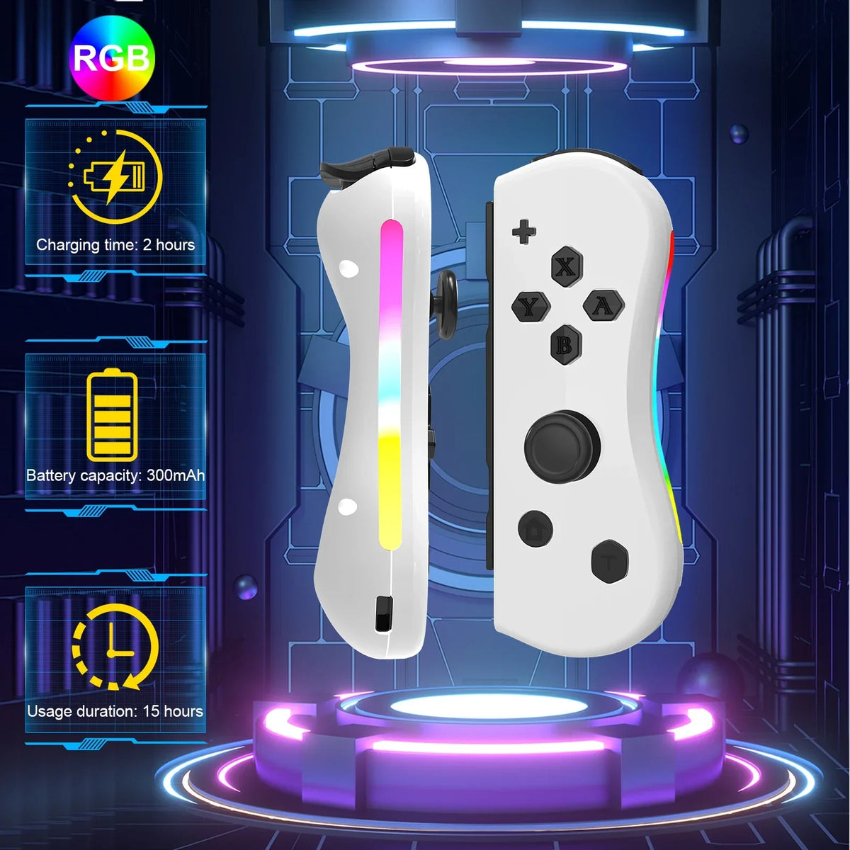 GAMINJA wireless Switch joypad controllers pair with RGB lamp, L/R grip wake-up screenshot on Tampa Home & Garden Store