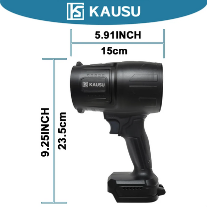 KAUSU cordless handheld leaf blower in black with ergonomic grip on Tampa Home & Garden Store