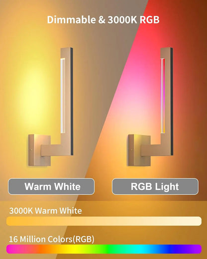 Modern Wall Sconces Dimmable RGB LED Wall Light with Remote for Living Room Bedroom
