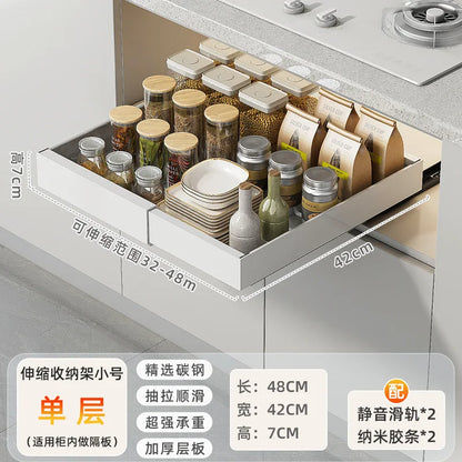 DecorBites Kitchen Storage Drawer Organizer with Slide Rails, white pull-out tray on Tampa Home & Garden Store