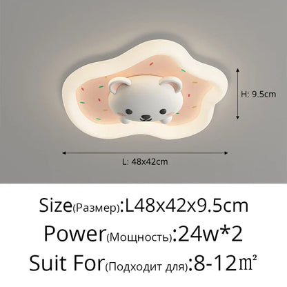 DecorBites kids ceiling light bear-shaped with pink inner ring and white outer frame on Tampa Home & Garden Store