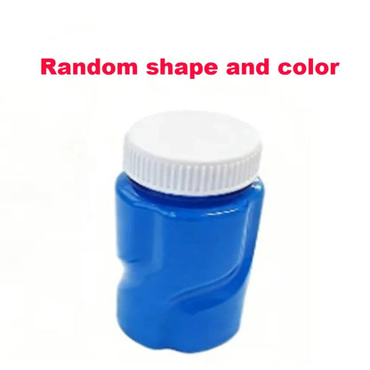 Blue plastic bottle with white screw cap; text overlay Random shape and color on Tampa Home & Garden Store